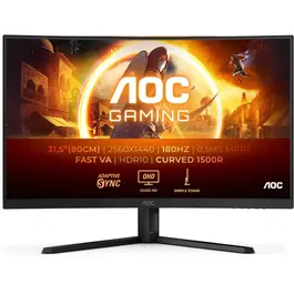 AOC - Moniteur Gaming CQ32G4VE - Écran PC incurvé 32" QHD (2560x1440) 180Hz 0.5ms (MPRT) dalle VA - Compatible HDR10, FreeSync, DisplayPort, HDMI