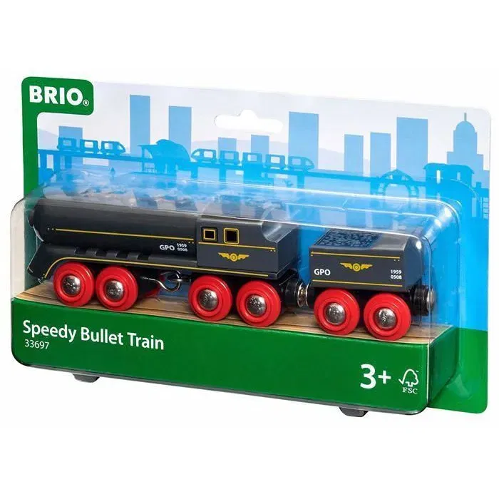 BRIO - Train Grande Vitesse en bois classique avec wagon à charbon - Jouet magnétique compatible BRIO World - Mixte dès 3 ans