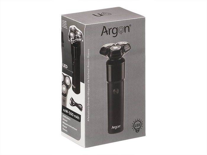 Argon Rasoir électrique 3 têtes noir rechargeable USB 500mAh 16x5.7x6.2cm (Set de 12)