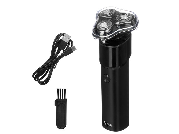 Argon Rasoir électrique 3 têtes noir rechargeable USB 500mAh 16x5.7x6.2cm (Set de 12)