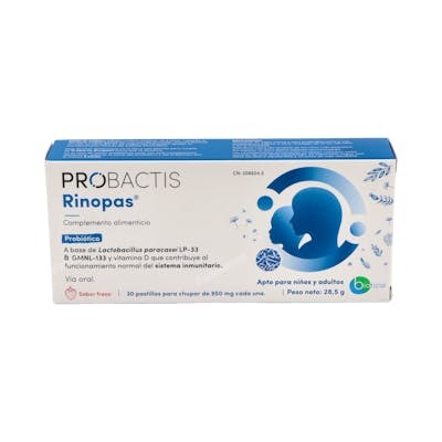 Probactis Rinopas Fresa 30 Pastilles à sucer - Complément alimentaire probiotique Probactis Rinopas Fresa 30 Pastilles à sucer - Complément alimentaire probiotique
