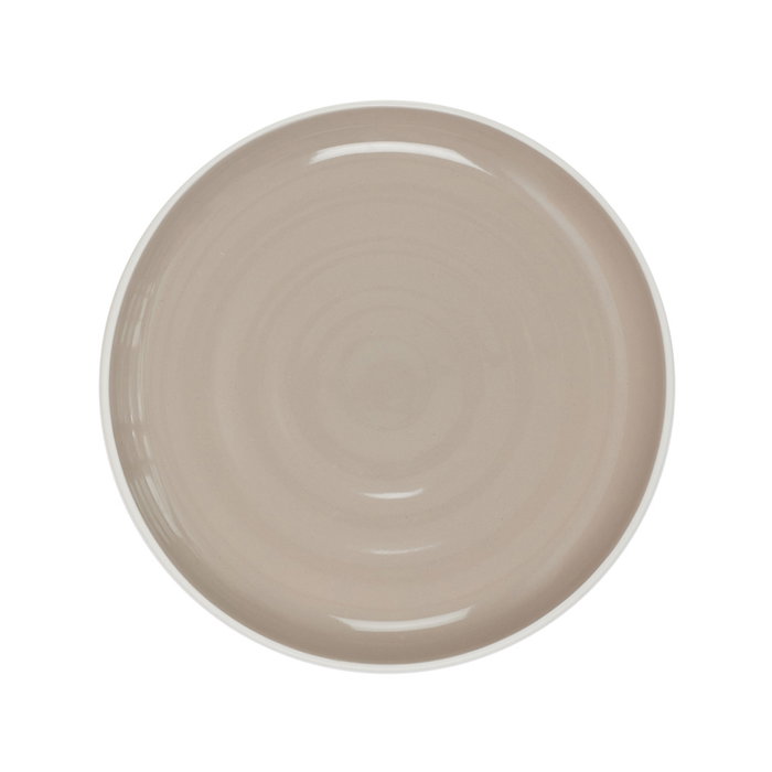 Home Deco Factory Assiette bicolore beige en grès 20 cm Home Deco Factory Assiette bicolore beige en grès 20 cm