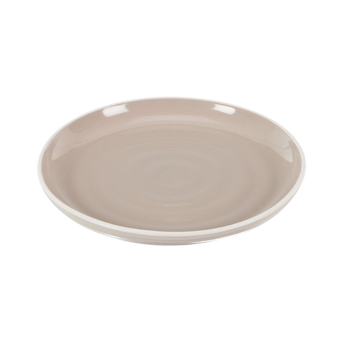 Home Deco Factory Assiette bicolore beige en grès 20 cm Home Deco Factory Assiette bicolore beige en grès 20 cm