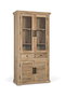 GINER Y COLOMER - Vitrine en bois de manguier avec portes en verre et 2 tiroirs, meuble de salon rustique contemporain (180x90x40 cm)