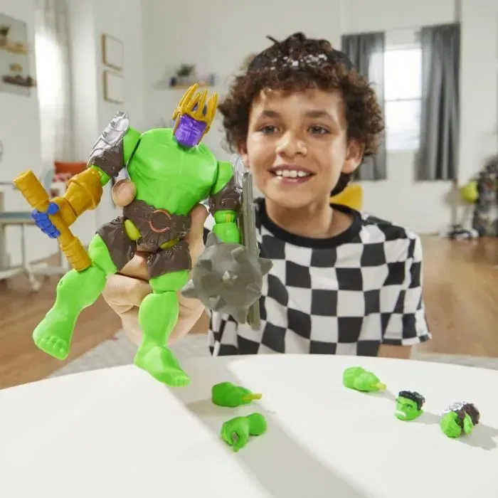 Hasbro Marvel MixMashers Figurine Hulk Deluxe 12 cm Personnalisable, à Mélanger et Combiner avec Accessoires, Jouet Enfant dès 4 ans