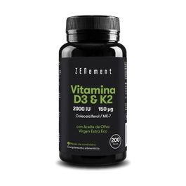Zenement Vitamine D3 + K2 2000ui et 150 µg MK-7, 200 perles