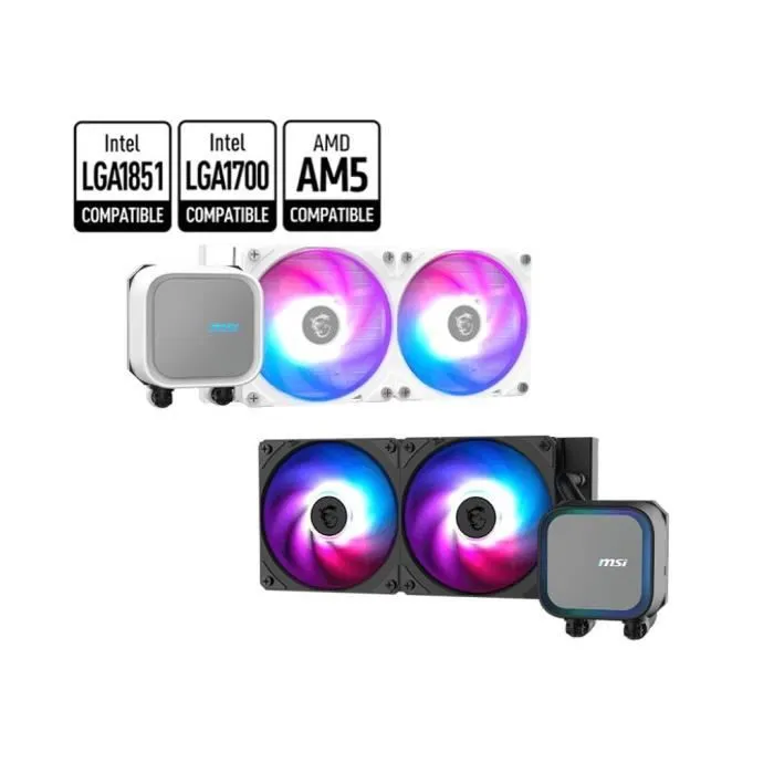 MSI MAG CORELIQUID A13 240 Kit de Watercooling 240 mm avec Ventilateurs ARGB 120 mm et Pompe Blanche