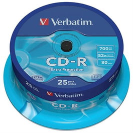 Verbatim CD-R 700 Mo 52x Lot de 25 Unités Surface Blanche pour Étiquetage
