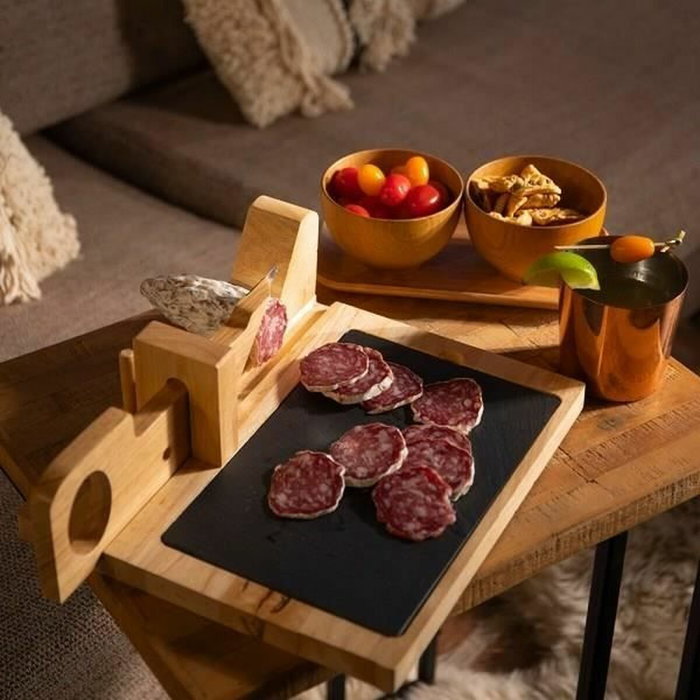 Livoo Guillotine à saucisson MEC127 en hévéa et ardoise
