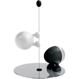 Alessi ASG02 BW Lilliput Service de salière et poivrière en acier inoxydable 18/10 et résine thermo-plastique, design Stefano Giovannoni