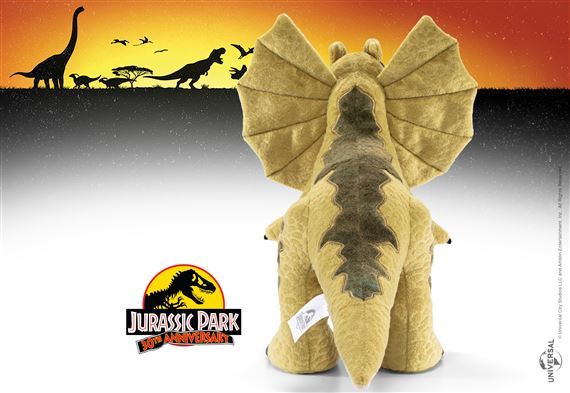 The Noble Collection Peluche Jurassic Park - T-Rex, Dilophosaurus ou Velociraptor - 25 cm - Dinosaurien de collection