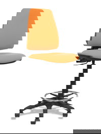 Tabouret Taburete Elche Contact permament de base Tissu Orange Structure polyamide noire Sans accoudoirs Sans appui-tête Roulettes en nylon 50 mm