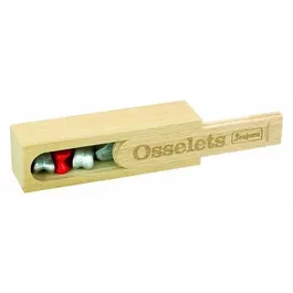 Jeujura Jeu traditionnel d'Osselets en Bois, 5 Pièces avec Coffret en Hêtre 11.4 x 3.3 x 3.1 cm, Jeu de Voyage Poche pour Enfants Dès 3 Ans