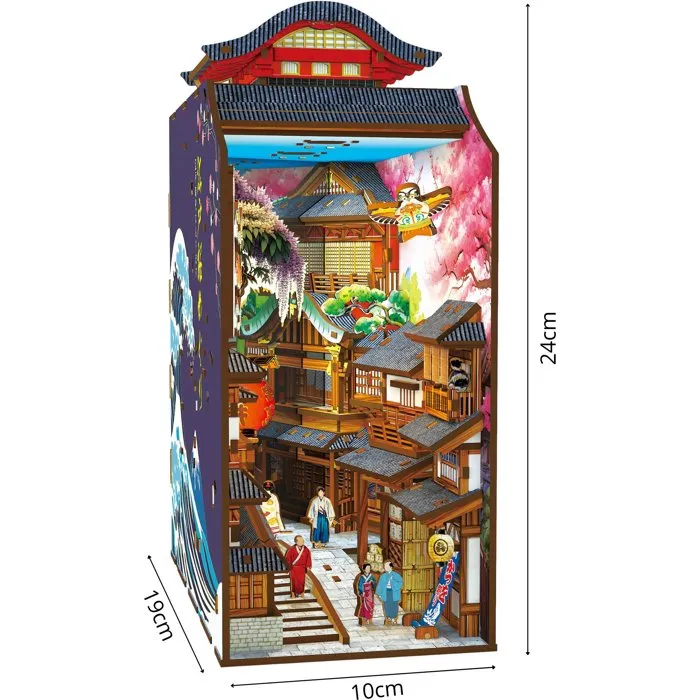 Nookland - Kit DIY à construire Maquette 3D Serre Livre - Ruelle Japonaise Book Nook - Décoration Bibliothèque - 10 x 19 x أن24 cm
