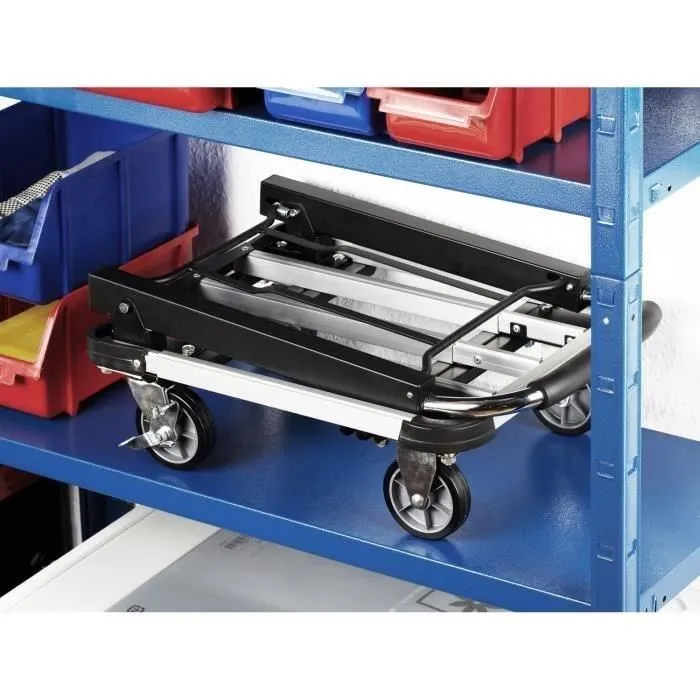 Meister Chariot à plateforme pliable en aluminium 150kg - 420x410mm à 630x410mm - Roues de 100mm - Testé TÜV/GS - Garantie 5 ans