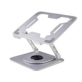 Ewent EW1267 Support pour ordinateur portable en aluminium avec rotation à 360°, jusqu'à 17,3 pouces, réglable en hauteur et angle, pliable