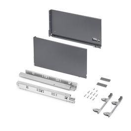 Emuca Tiroir extérieur Vertex avec réglages 3D hauteur 242mm, 60kg, profondeur 450mm, acier, Gris antracite