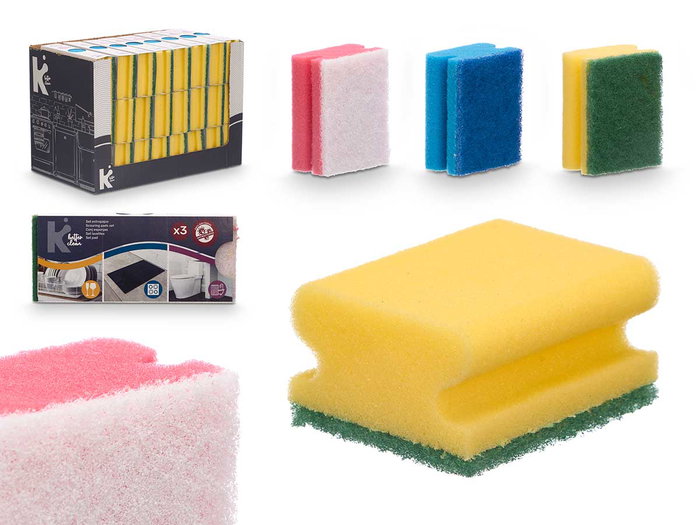 Arte Regal Lot de 3 éponges triple usage 20,5x9x4,5cm mousse polyuréthane fibre multicolore (Set de 24) Arte Regal Lot de 3 éponges triple usage 20,5x9x4,5cm mousse polyuréthane fibre multicolore (Set de 24)