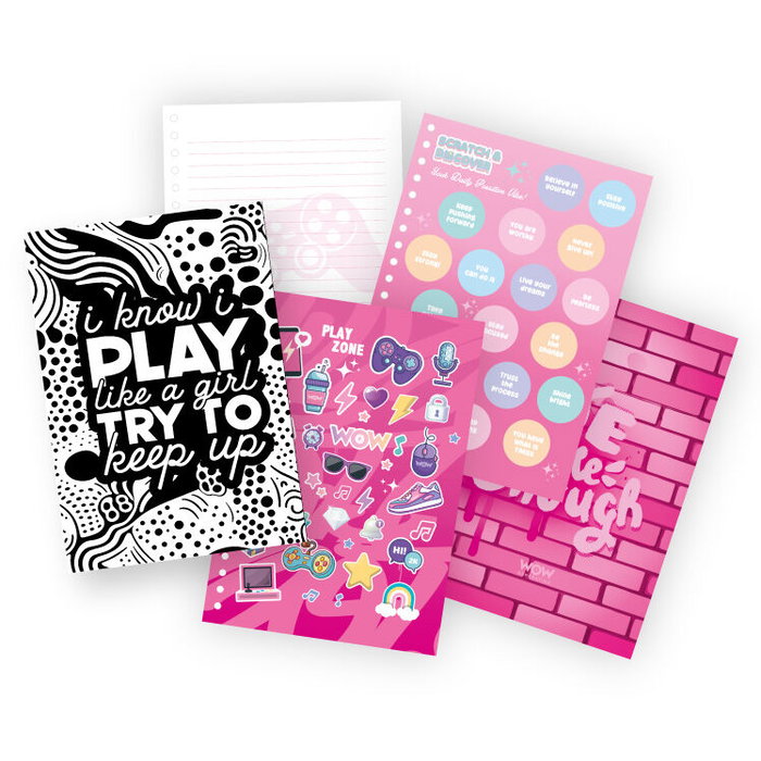 KIDS LICENSING Carnet Gamer A5 Valentina Wow Generation - 15x21 cm - Pages à Colorier, Autocollants, Grattage et Papier Aromatique