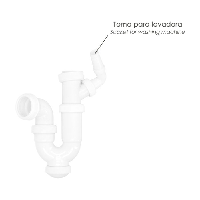 ABRISA Siphon courbe extensible T-31 avec prise lave-linge 1 1/2 pouces et sortie Ø 40 mm