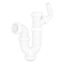 ABRISA Siphon courbe extensible T-31 avec prise lave-linge 1 1/2 pouces et sortie Ø 40 mm