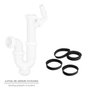 ABRISA Siphon courbe extensible T-31 avec prise lave-linge 1 1/2 pouces et sortie Ø 40 mm