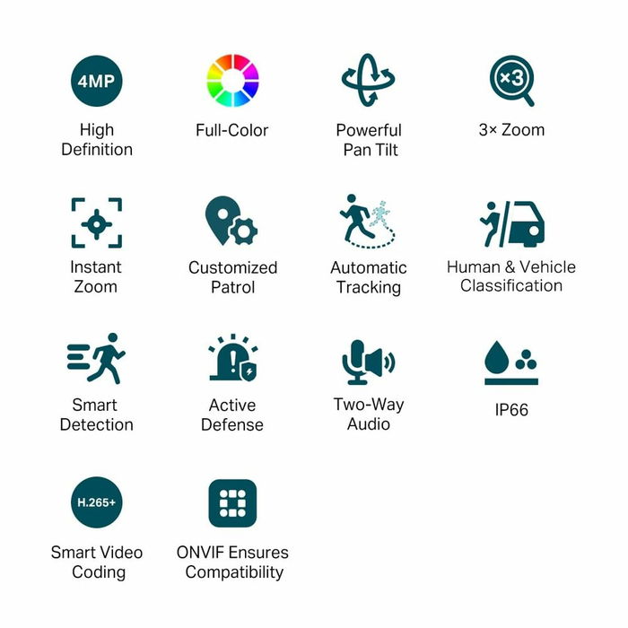 TP-LINK C540V Caméra de surveillance extérieure IP VIGI, 5MP, vision nocturne couleur, détection intelligente, résistante aux intempéries, couleur blanche