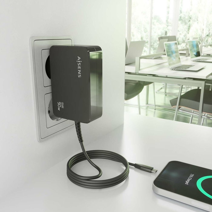 Chargeur mural Aisens ASCH-1PD90WL034-BK Noir Multicouleur 95 W 90 W