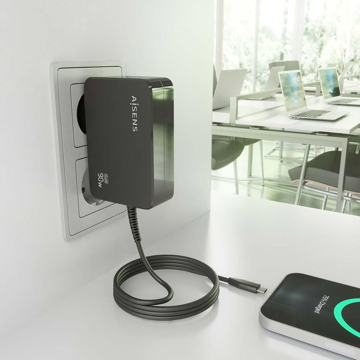 Chargeur mural Aisens ASCH-1PD90WL034-BK Noir Multicouleur 95 W 90 W