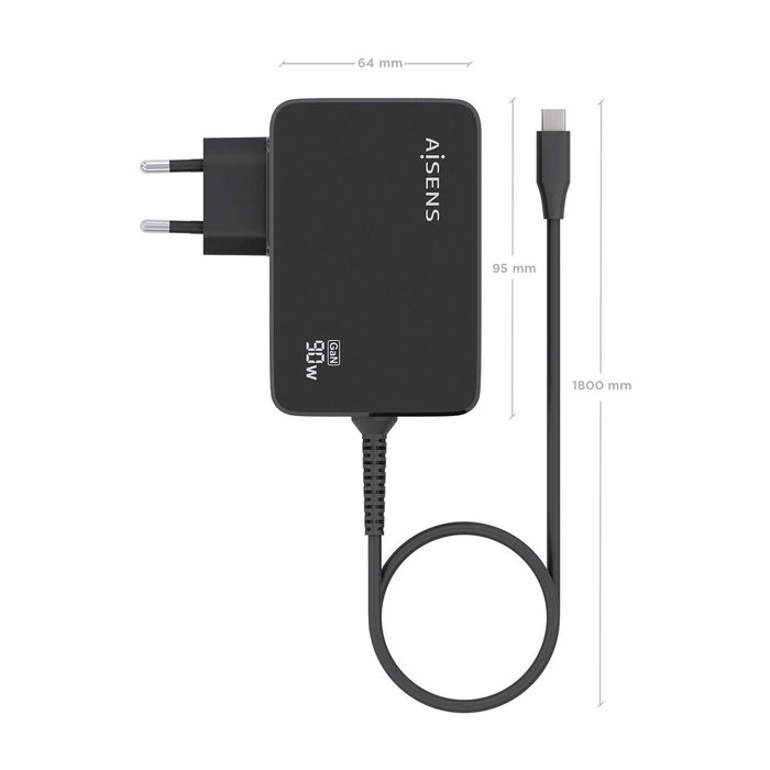 Chargeur mural Aisens ASCH-1PD90WL034-BK Noir Multicouleur 95 W 90 W