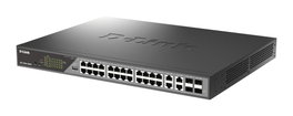 D-Link DSS-200-28MP Switch Gigabit L2 Géré, 24 Ports PoE+ (370W), 4 Ports SFP Combo, 28 Ports Total, Gris