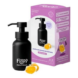 FLOPP Savon pour les mains bouteille noire + 1 recharge ambre foncé