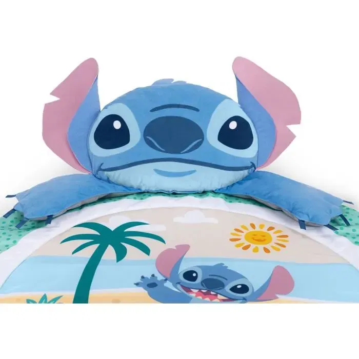 Bright Starts - Disney Baby Stitch - Tapis d'éveil bébé évolutif 3-en-1 avec arche, jouets sensoriels, peluche, miroir, coussin et hochet