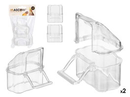 MASCOW Set de 2 mangeoires rectangulaires transparentes pour cage