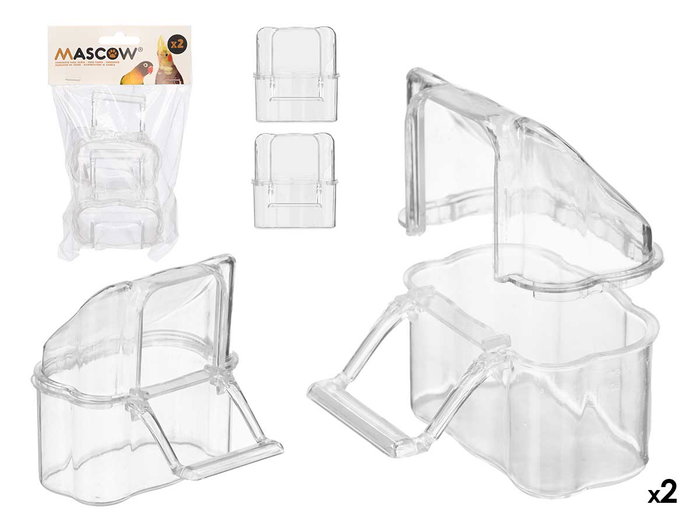 Mascow Set de 2 Comedero Rectangulaires pour Cage de Transport 12x22x6 cm Plastique Blanc Transparent (Set de 24) Mascow Set de 2 Comedero Rectangulaires pour Cage de Transport 12x22x6 cm Plastique Blanc Transparent (Set de 24)
