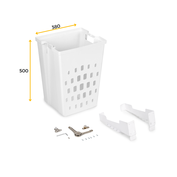 Emuca Panier à linge avec système de porte basculante, pour module 450 mm Laundry, plastique et acier, blanc Emuca Panier à linge avec système de porte basculante, pour module 450 mm Laundry, plastique et acier, blanc