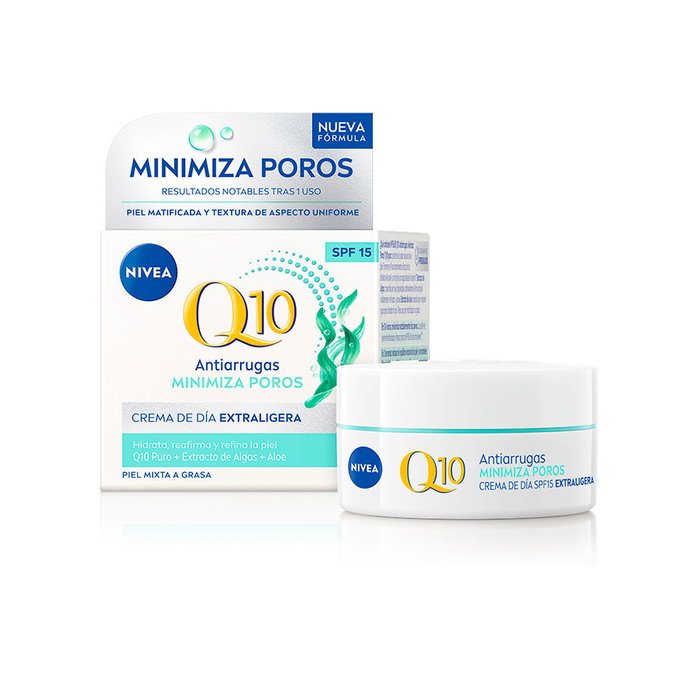 Nivea Crème de Jour Extra-Légère Anti-Rides Q10 SPF15 Matifiante, Peaux Mixtes/Grassses, 50 ml