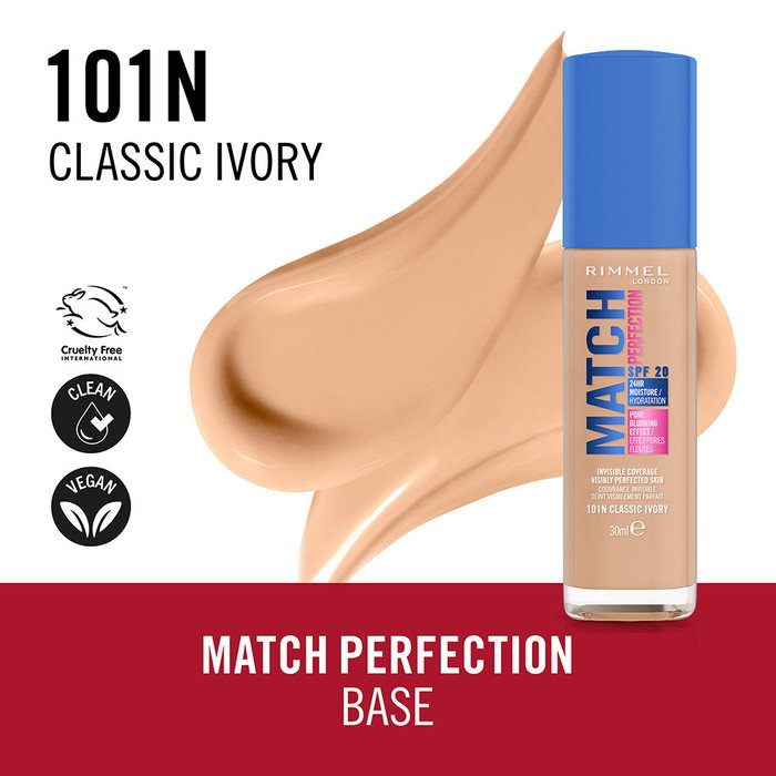 Rimmel London MATCH PERFECTION n° 101 - Ivoire Classique 30 ml Rimmel London MATCH PERFECTION n° 101 - Ivoire Classique 30 ml