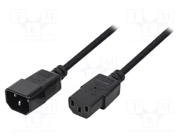 LOGILINK Câble d'alimentation H05VV-F IEC C13 femelle vers IEC C14 mâle 1,8m noir 10A