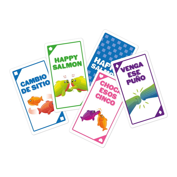 Asmodee Happy Salmon - Jeu de Cartes Familial à Partir de 6 Ans - Version Espagnole - 96 Cartes - Partie Rapide de 90 Secondes