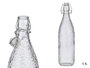 Vivalto Bouteille Relief Points 1,1L en verre transparent 8,5x32x8,5 cm (Set de 12)
