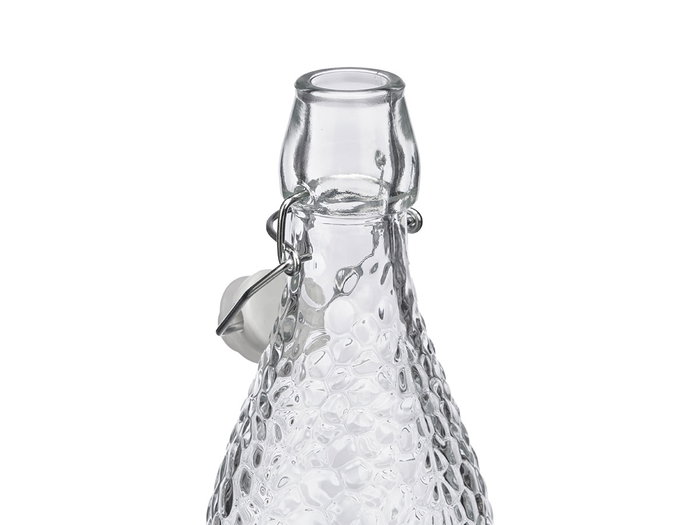 Vivalto Bouteille Relief Points 1,1L en verre transparent 8,5x32x8,5 cm (Set de 12)