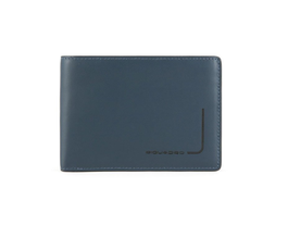 Piquadro Portefeuille Homme en Cuir Bleu avec Porte-Clés - Modèle PU257PQJR de la Collezione