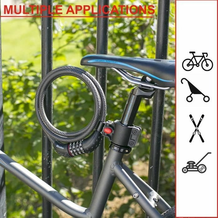 Master Lock 8120EURDPRO Antivol pour vélo avec câble 1,8 m