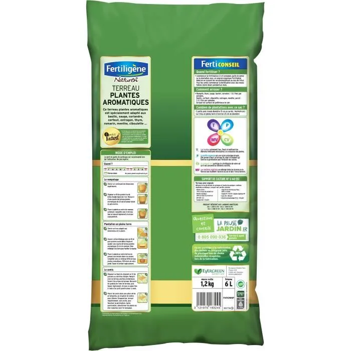 FERTILIGENE Terreau plantes aromatiques, 6 litres - Mélange prêt à l'emploi, produit naturel utilisable en agriculture biologique FERTILIGENE Terreau plantes aromatiques, 6 litres - Mélange prêt à l'emploi, produit naturel utilisable en agriculture biologique