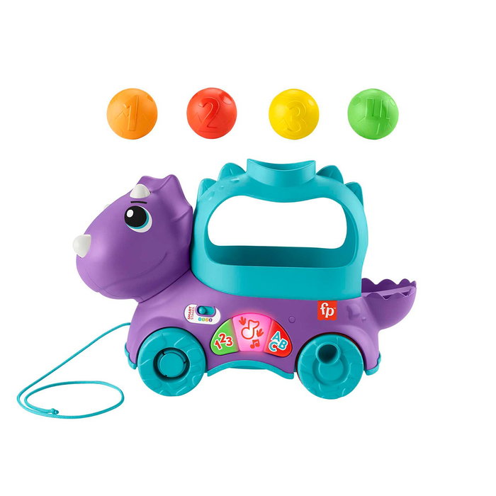 Fisher-Price - Triceratops à traîner Hnr52 - Jouet dino éducatif avec sons, chansons et œufs colorés amovibles - Version multilingue