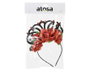 Diadème avec roses rouges et couronne noire pour costume de Catrina et Jour des Morts - Accessoire fête Halloween et gothique