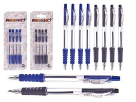 PINCELLO Set de 4 stylos à bouton assortis Bleu + Noir
