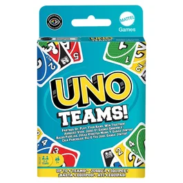 Mattel UNO Teams - Jeu de cartes multicolore, collaboration et travail d'équipe, de 2 à nombreux joueurs, pour enfants à partir de 7 ans