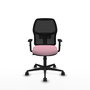 Chaise Alfera Synchro 4 positions tissu Rose Maille Noir Base en nylon noir Accoudoir 1D Sans appui-tête Roulettes 65mm nylon